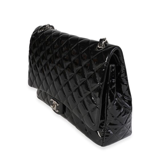Chanel Black Quilted Patent Leather Maxi Classic Double Flap Bag - Picture 2 of 6